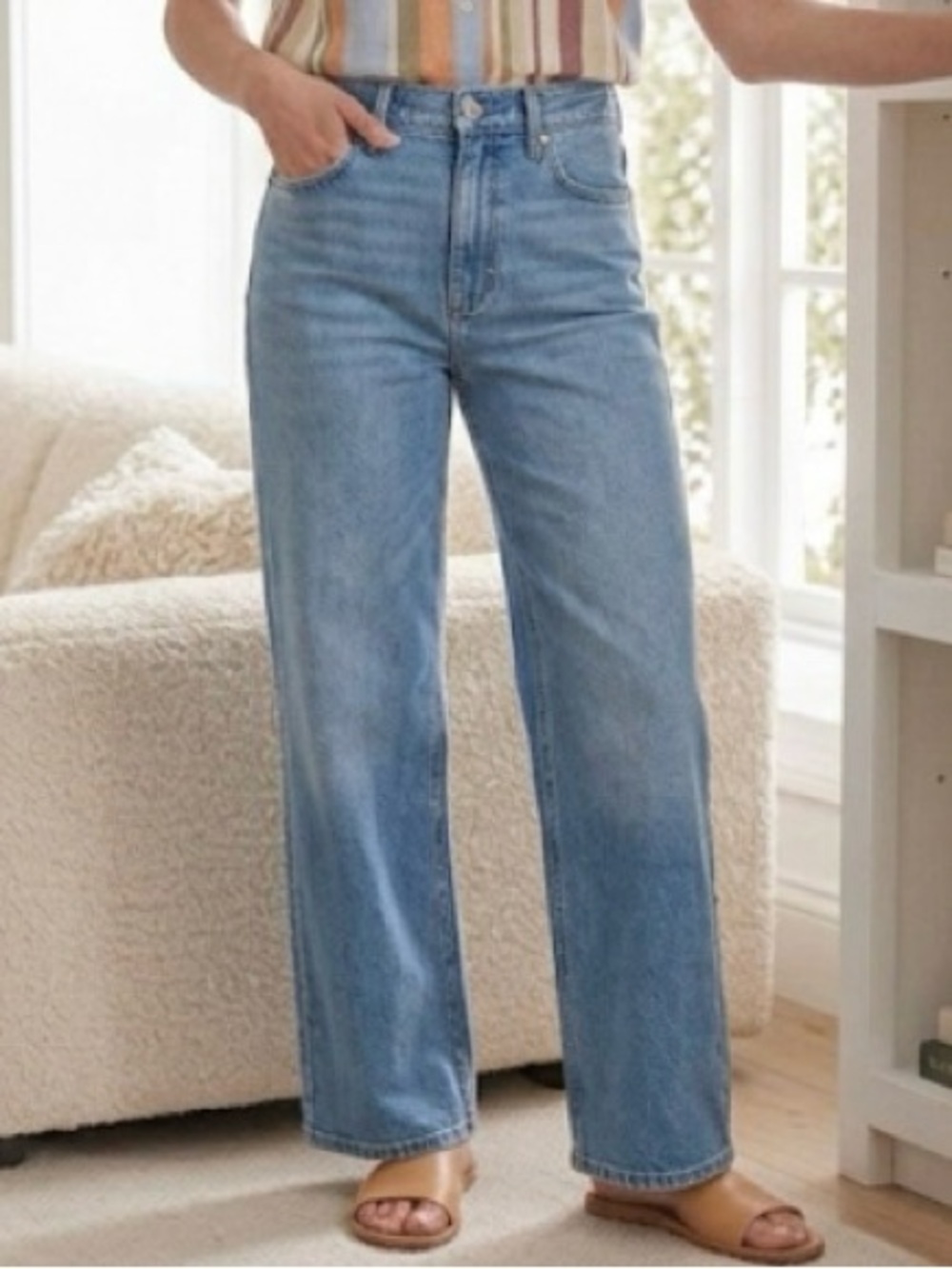 GAP Light Blue High-Rise Straight Wide-Leg Jeans